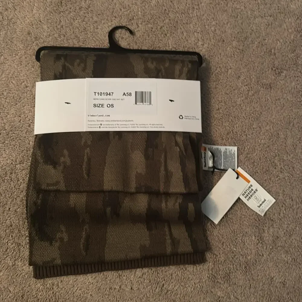Timberland Brown and Orange Scarf and Hat Set
